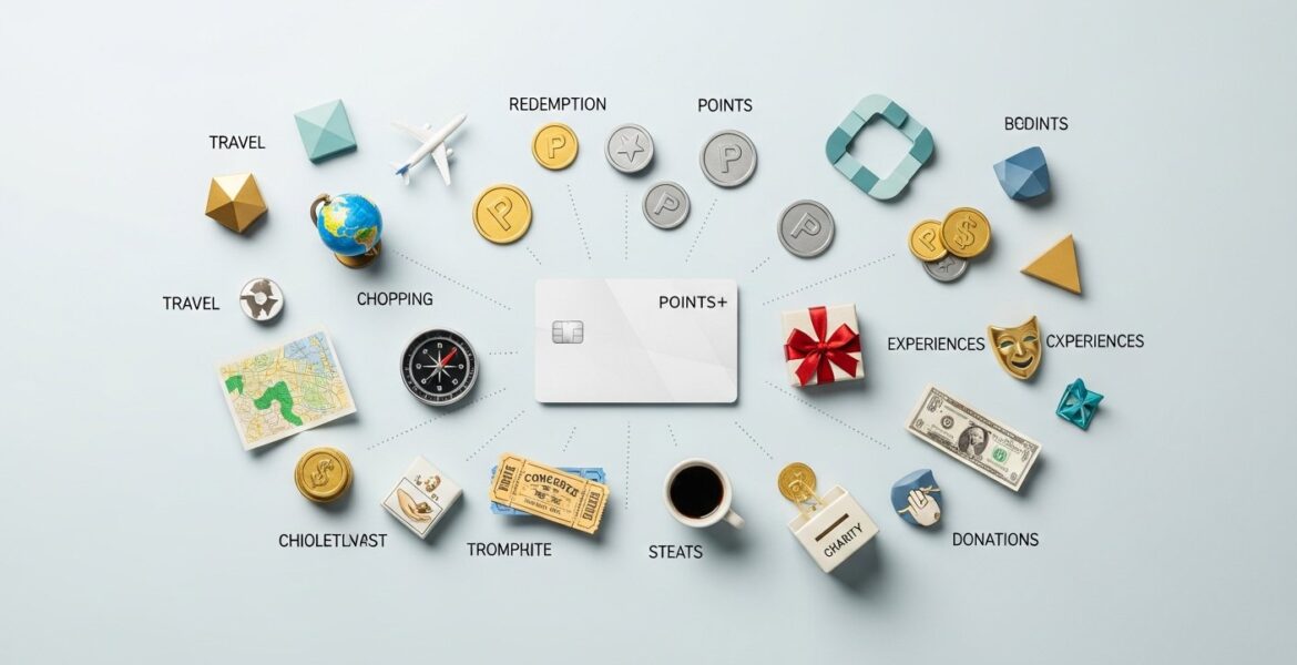 Illustration of credit card points value and rewards for loyalty programs and smart shopping