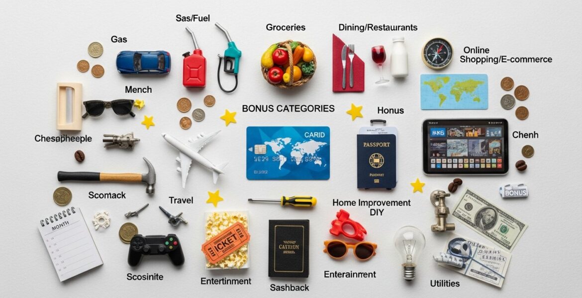 Featured illustration of credit card rewards, bonus categories, and loyalty program benefits for smart shopping