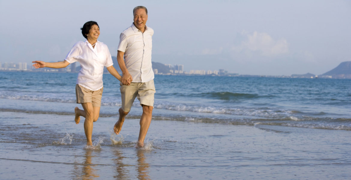 Portrait of senior couple on the beach