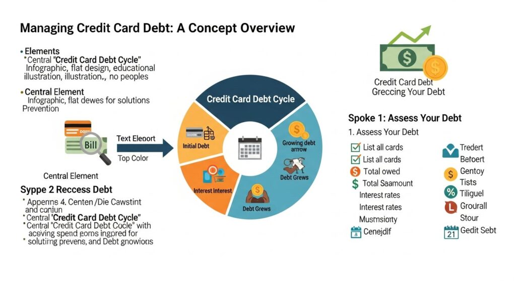 managing credit card debt — featured illustration