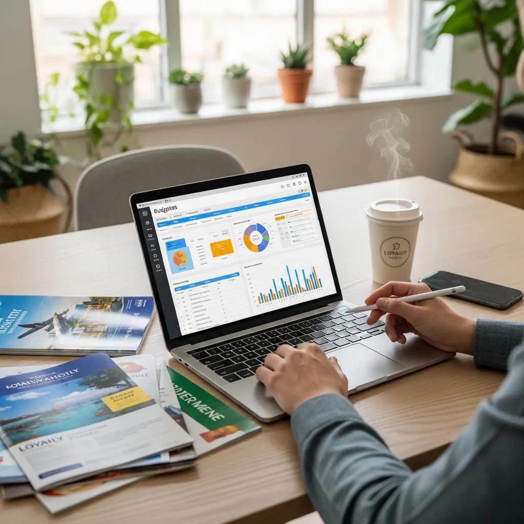 Person reviewing spending habits with loyalty program materials