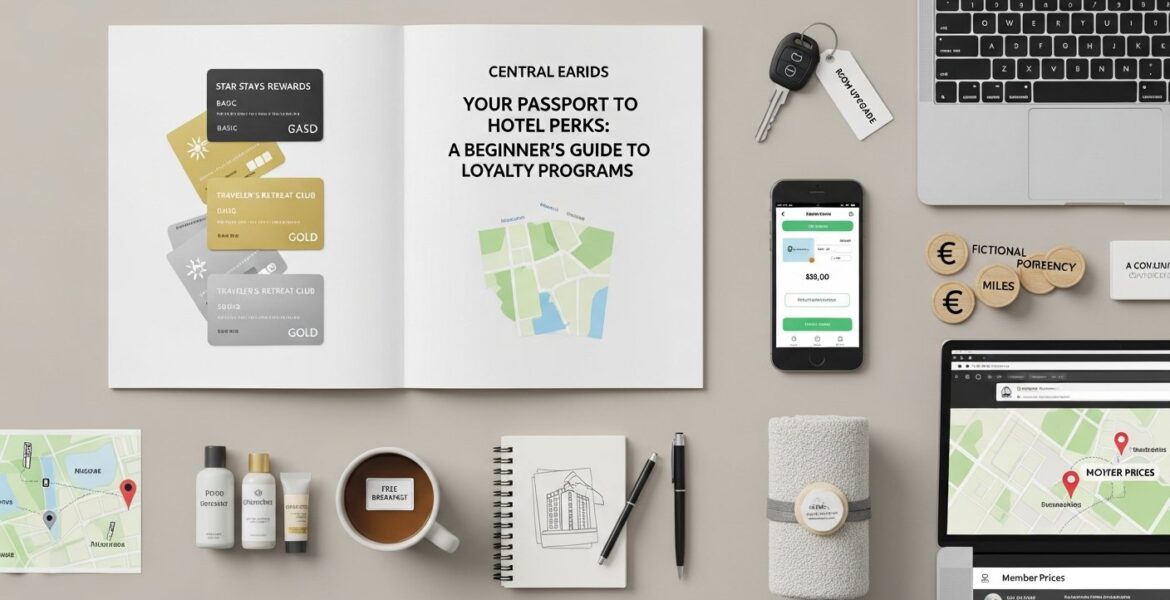 Illustration showing hotel loyalty program rewards and smart shopping tips for beginners