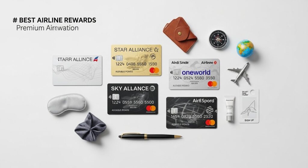 Featured illustration of airline credit cards emphasizing rewards, loyalty program benefits, and smart shopping