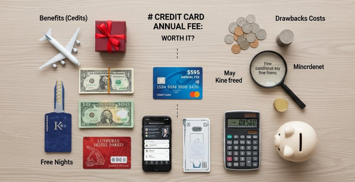 Illustration showing credit card annual fee vs rewards benefits for loyalty programs and smart shopping