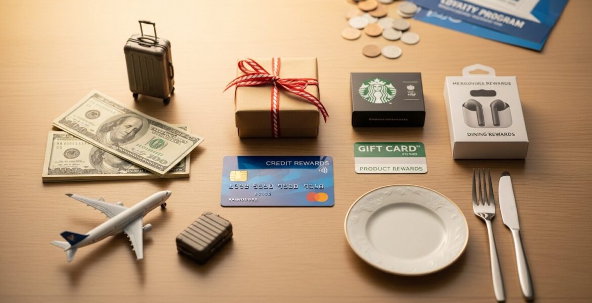 Illustration showing credit card points value and using rewards for smarter shopping and loyalty programs