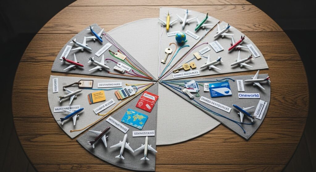 Featured illustration of airline alliances and frequent-flyer loyalty rewards showing partner benefits