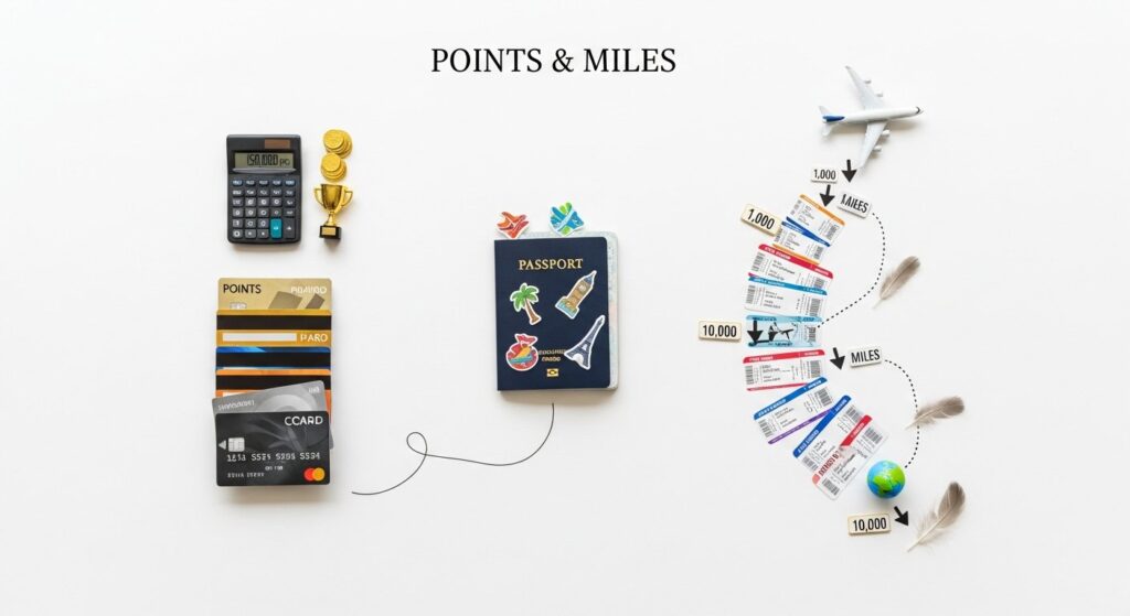 Featured illustration of rewards points and miles for loyalty programs and smart shopping