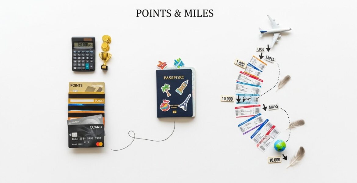 Featured illustration of rewards points and miles for loyalty programs and smart shopping